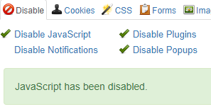 testing javascript disabled